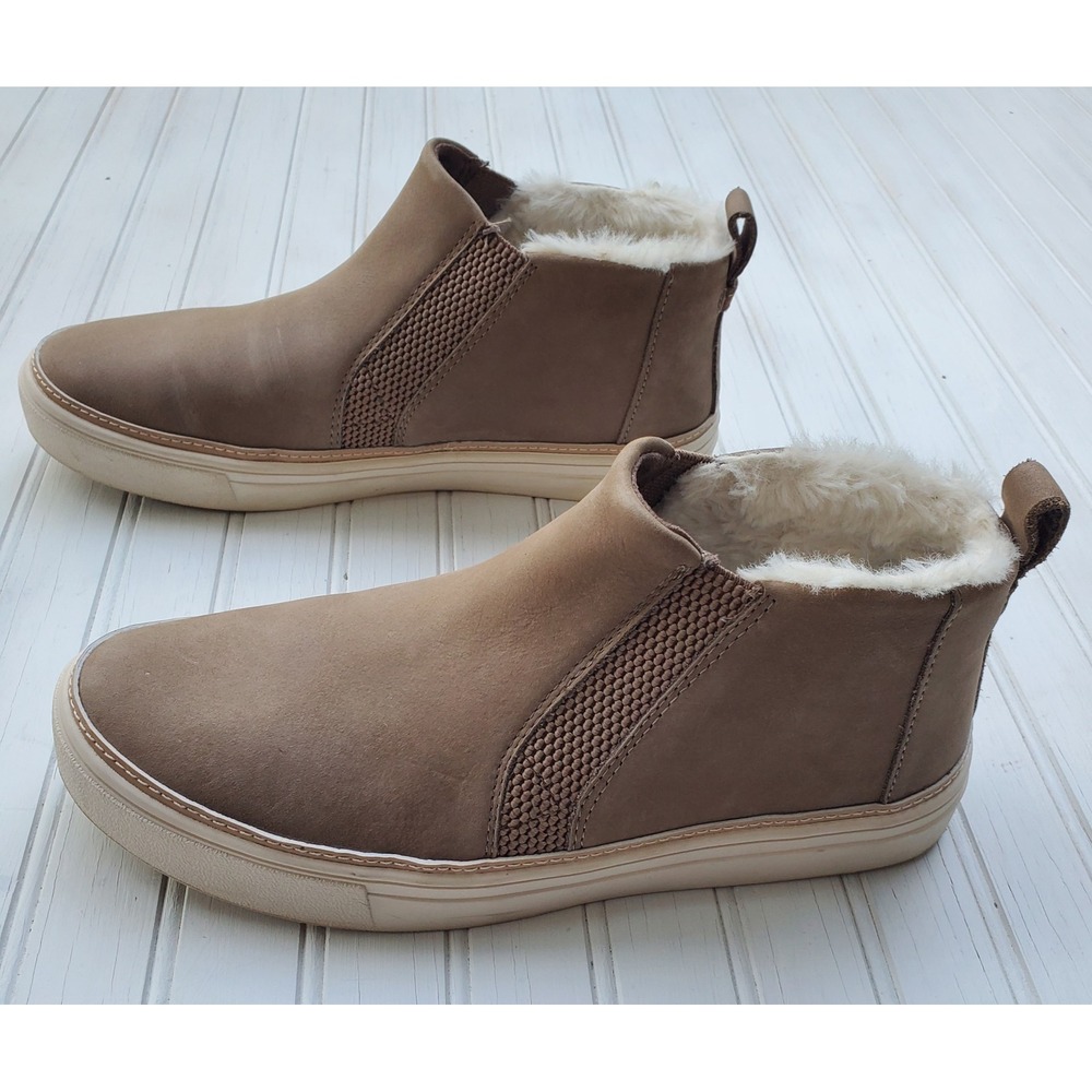 TOMS Paxton Taupe Brown Nubuck Faux Fur Lined Slip On Sneaker Boots Womens 9 - Picture 3 of 6